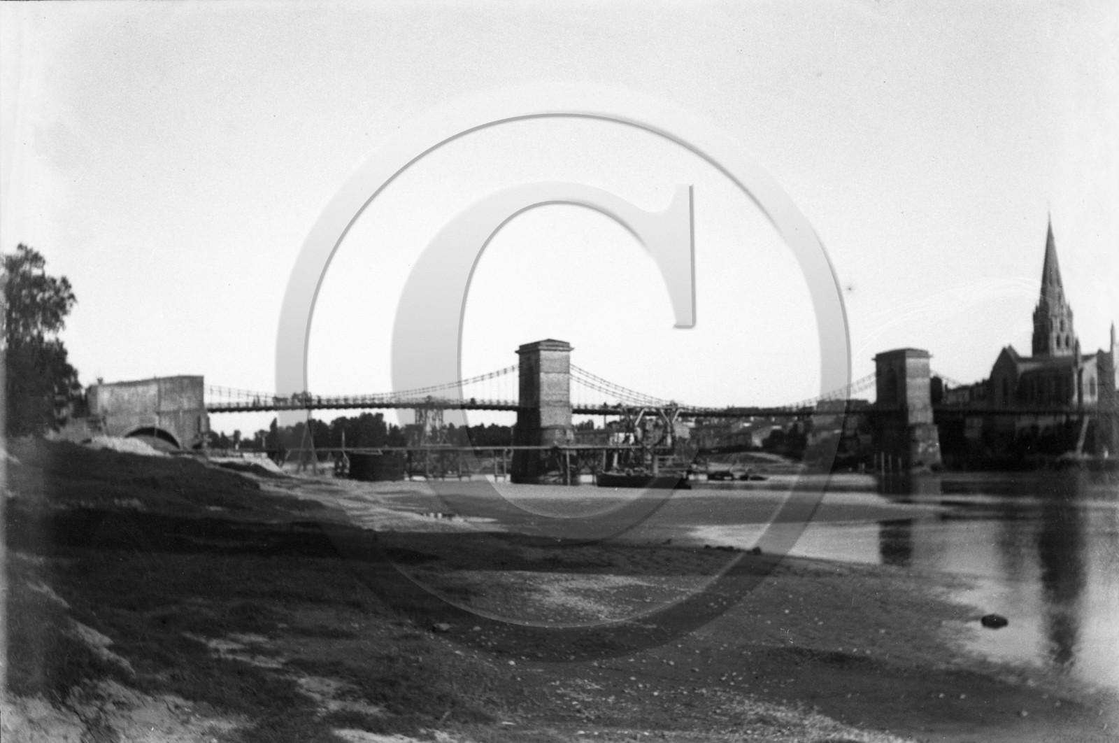 vi  1943 ancien pont et travaux de contruction du nouveau Langon  dpt 33 .jpg